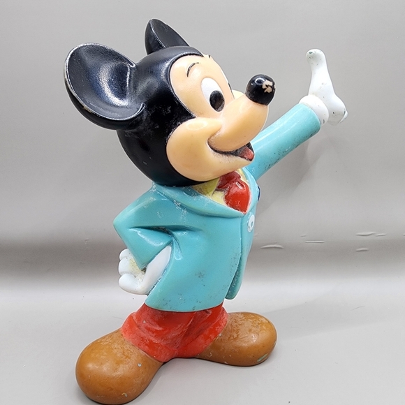 Vintage Mickey Mouse Moveable Arm & Head 6" Plastic Figure Toy - Picture 2 of 9